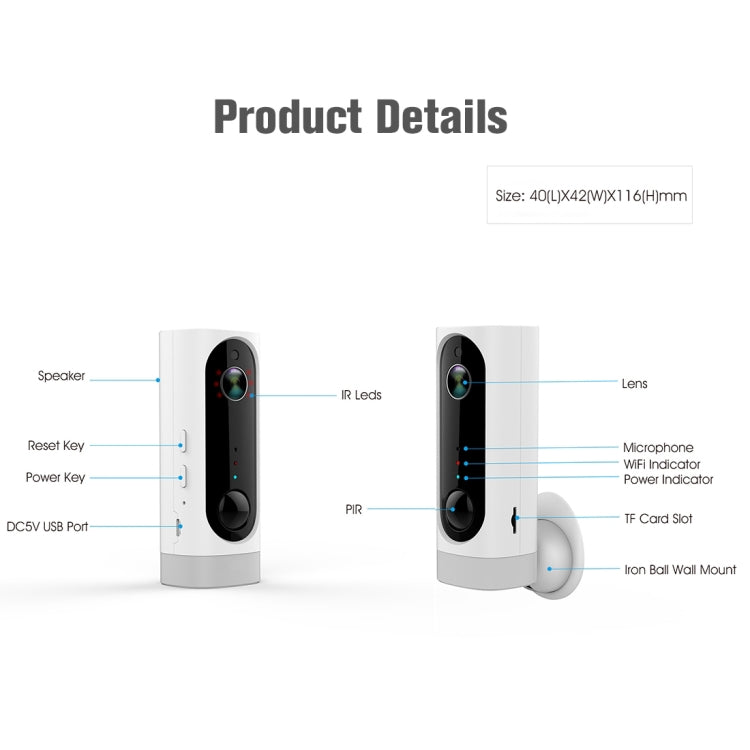 A1 WiFi Wireless 720P IP Camera, Support Night Vision / Motion Detection / PIR Motion Sensor, Two-way Audio, Built-in 3000mAh Rechargeable Battery, A1 A1 WiFi Wireless 720P IP Camera, Support Night Vision / Motion Detection / PIR Motion Sensor, Two-way Audio, Built-in 3000mAh Rechargeable Battery, A1